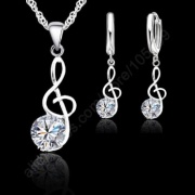 Set náhrdelník a náušnice - houslový klíč stříbrná barva
