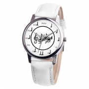 Dámske hodinky v bielej farbe - hudobná potlač