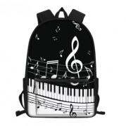 Batoh s predným vreckom a hudobným motívom noty a klaviatúra