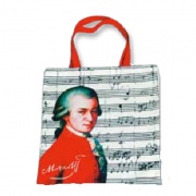 Nákupní taška s potiskem partitury a skladatele Mozarta