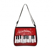 Dievčenská kabelka na rameno s potlačou klaviatúry červená farba