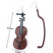 Náušnice - hudební nástroj housle a smyčec