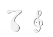 Náušnice pecky - stříbrný houslový klíč a nota