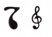 Náušnice pecky - černý houslový klíč a nota