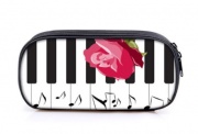Pouzdro do hodin klavíru - klaviatura a červená růže