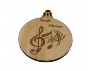Dřevěná vánoční baňka  s hudebním motivem