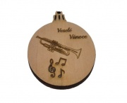 Dřevěná vánoční baňka - trumpeta