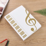 Biela zložka na noty - husľový a basový kľúč v zlatej farbe