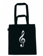 Čierna taška s potlačou - husľový kľúč