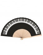 Čierny vejár s potlačou klapiek na klavíri