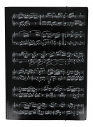 Elegantní černá papírová složka formátu A4 s moderním hudebním motivem