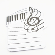 Samolepící hudební poznámkový blok - letící houslový klíč na notové osnově