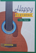 Přání bez textu Happy Birthday s motivem klasické kytary