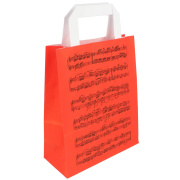 Papírová taška s potiskem notové osnovy - červená barva