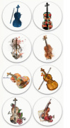 8 ks samolepek s motivem houslí