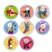 8 ks samolepek s motivem hudební zvířátka 1