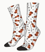 Barevné ponožky s potiskem houslí 37-46