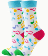 Barevné ponožky s potiskem not