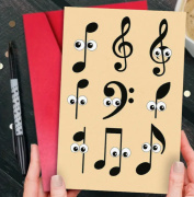 Přání s roztomilými očky a hudebním humorem