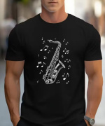 Pánské tričko s hudebním potiskem XL - saxofon