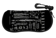 Černé textilní pouzdro na brýle s potiskem klarinetu
