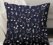 Povlak na polštář s hudebními notami - námořnická modrá