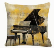 Retro povlak na polštář s motivem klavíru