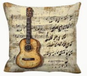 Retro povlak na polštář s motivem kytary