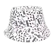 Letní klobouček proti slunci v bílé barvě s hudebním motivem
