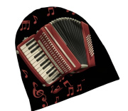 Černá čepice s potiskem akordeonu