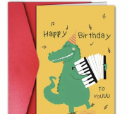 Přání bez textu Happy Birthday s motivem akordeonu