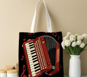 Hudební plátěná taška v retro stylu s potiskem akordeonu